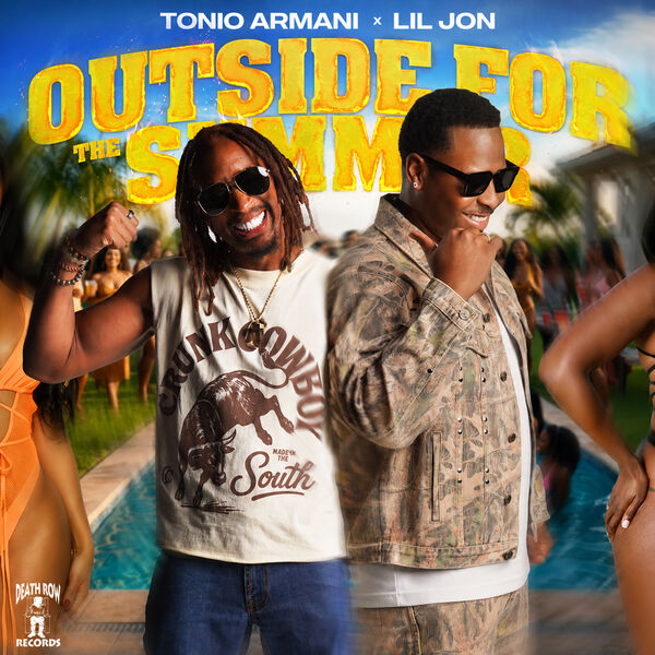 Tonio Armani and Lil Jon posing by a pool on the Outside for the Summer album cover